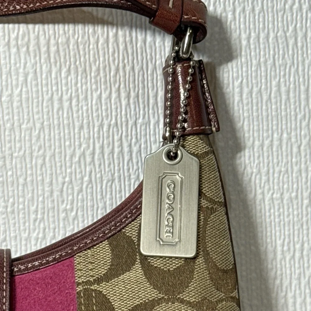 COACH‎ Soho Hampton Y2K Shoulder Handbag Pink Suede Leather Trim 